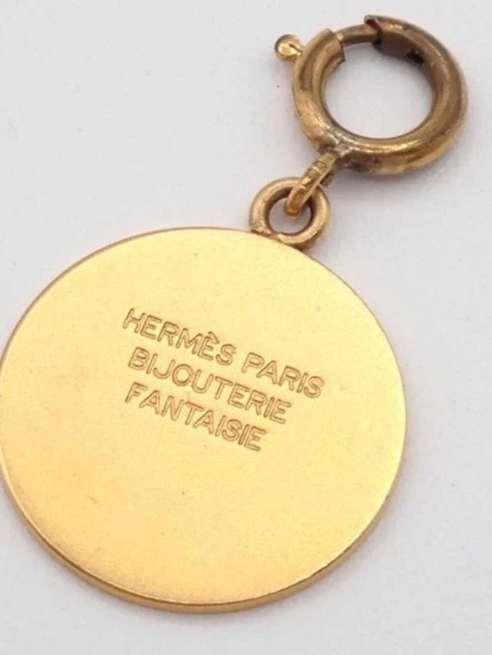 HERMES Logo Sellier Pendant Necklace Top Charm Gold-Plated 08RL971 - Picture 2 of 7